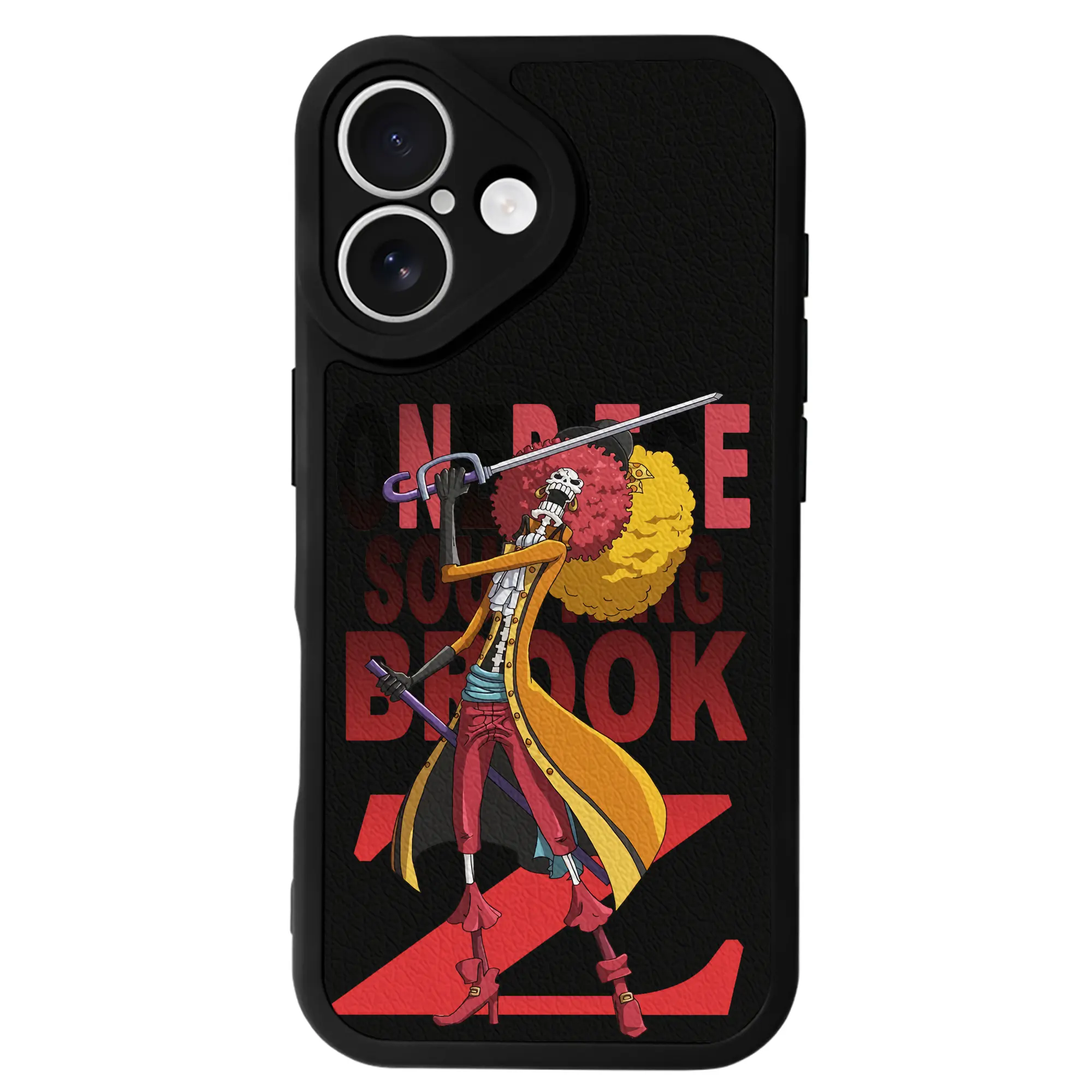 ワンピース グッズ ブルック - IPhone 16シリーズ対応 ・ シリコンスマホケース ・ レザー調 ・ 高精度フィット ・ 耐衝撃 ・ ワイヤレス充電対応 ・ 精密カット